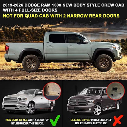 BINARY STAR 6 Inch Running Boards Compatible with 2019-2026 Ram 1500 Crew Cab (excl. 2500/3500/Classic), Ram 1500 Rock Sliders Nerf Bars Step Bars Made with High Light Stainless Steel.