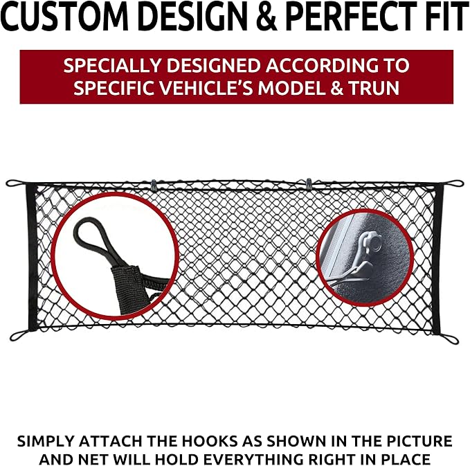 Envelope Style Automotive Elastic Trunk Mesh Cargo Net for Toyota Camry 2018-2026 - Premium Trunk Organizers and Storage - Luggage Net for Sedan - Best Car Organizer for Toyota Camry Hybrid