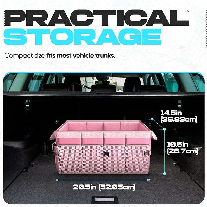 FORTEM Trunk Organizer For SUV Car Trunk Organizer, Foldable Storage, Car Accessories for Women Men, Collapsible Bag, 600D Oxford, Non Slip Bottom, Straps, Soft Cover (50L)