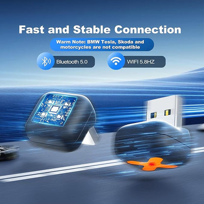 Updated 2 in 1 Mini Android Auto and Wireless CarPlay Adapter Convert Factory Wired to Wireless Dongle, Compact Size USB CarPlay Wireless Stick AAndroid Auto Adapter for iOS 12+/Android, No Delay