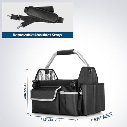 HODRANT Wearable Detailing Caddy, Quick Load Collapsible Car Care Bag with Handle & Shoulder Strap, Detail Carry Organizer with Multi Pockets for Auto Cleaning Supplies & Vehicle Wash Tools, Bag Only
