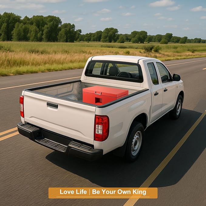 30" Truck Tool Box,Heacy Duty Metal Storage Organizer with Strong locking tongue,Trailer Tongue Box with Safe Hinge, for Truck,Pickup,RV,Garage,Best gift for family and friend,Red Power Coating