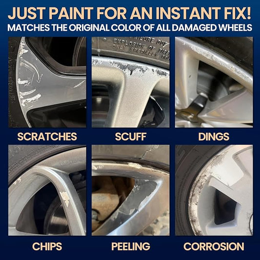 Silver Wheel Touch Up Paint, Chrome Rim Paint for Curb Rash, Wheel Scratch Repair Kit for Chrome, Alloy, Aluminum, Enamel, Universal Silver Automotive Touch Up Paint Pen (1 fl oz)