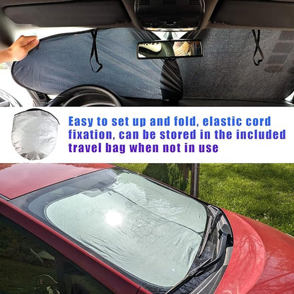 Kewucn 2 PCS Car Windshield Sun Shade, Foldable Sunshade for Car Front Window and Interior Sun Protection, Windshield Shade for Sun Heat and UV Rays, Car Accessories(31''×28", Sliver)