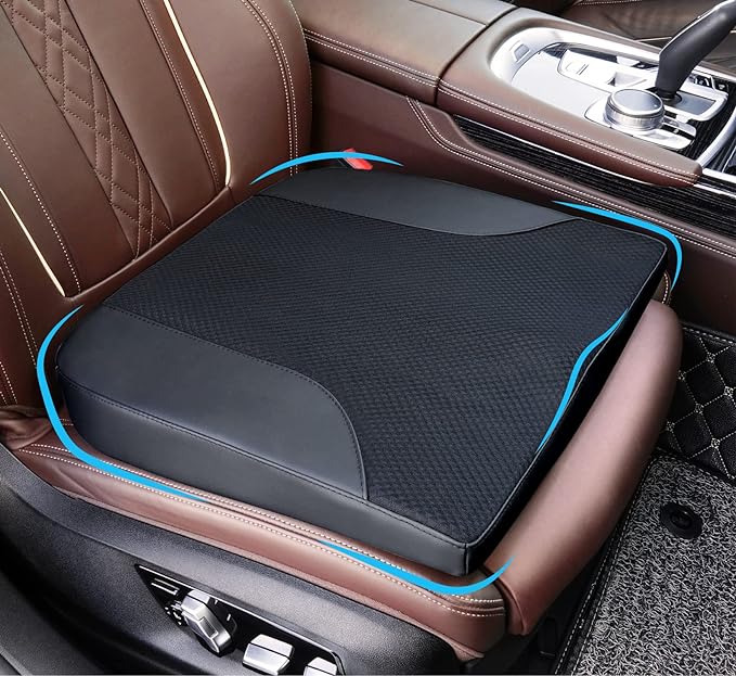 Allaboutsla Car Seat Cushion, Car Seat Cushions for Driving with Comfort Memory Foam - Sciatica & Back Pain Relief, Suitable for Car, Truck, Office Chair (Black)