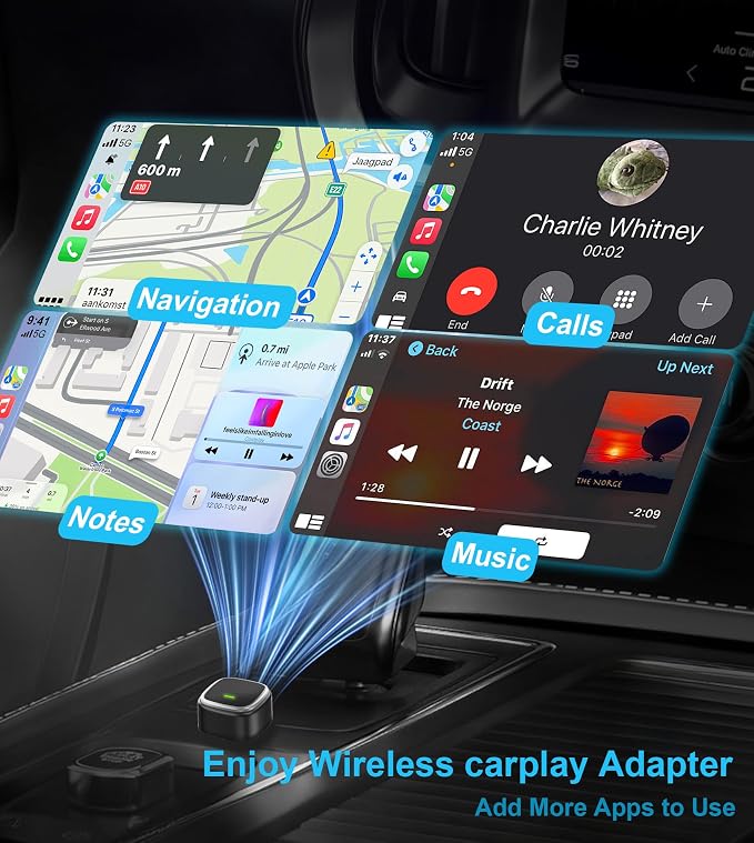 2-in-1 Wireless CarPlay and Android Auto Adapter, Mini USB Dongle Converts Wired to Wireless, Plug & Play, Auto-Connect, Compatible with iPhone & Android TSNAM