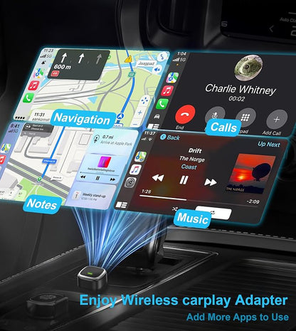 2-in-1 Wireless CarPlay and Android Auto Adapter, Mini USB Dongle Converts Wired to Wireless, Plug & Play, Auto-Connect, Compatible with iPhone & Android TSNAM