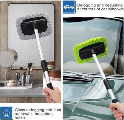 Frienda 3 Set Windshield Cleaner Tool Inside Car Window Cleaner Tool with 3 Extendable Handle 9 Reusable Microfiber Pads and 3 Spray Bottles for Auto Home Interior Exterior Glass Cleaning (Multicolor)