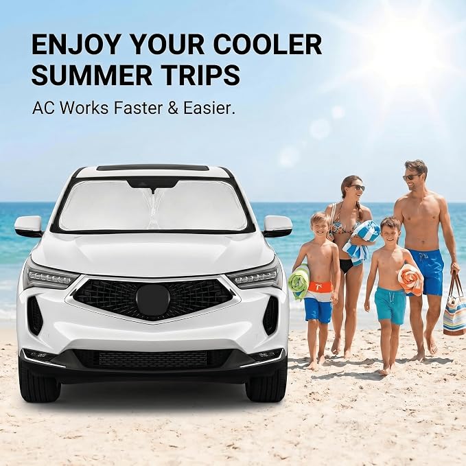Windshield Sun Shade for Acura RDX 2019-2024 2025 2026 Front Window Shade Custom Fit RDX Accessories Sun Visor Foldable Shade Blocks UV Rays Summer Must Have Car Accessories