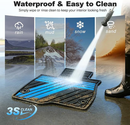 Floor Mats Fit for 10th Gen Honda Accord 2022 2021 2020 2019 2018 Sedan (Gasoline & Hybrid), All Weather Rubber Custom Fit Anti-Slip Floor Liners,1st & 2nd Row, Black & Blue