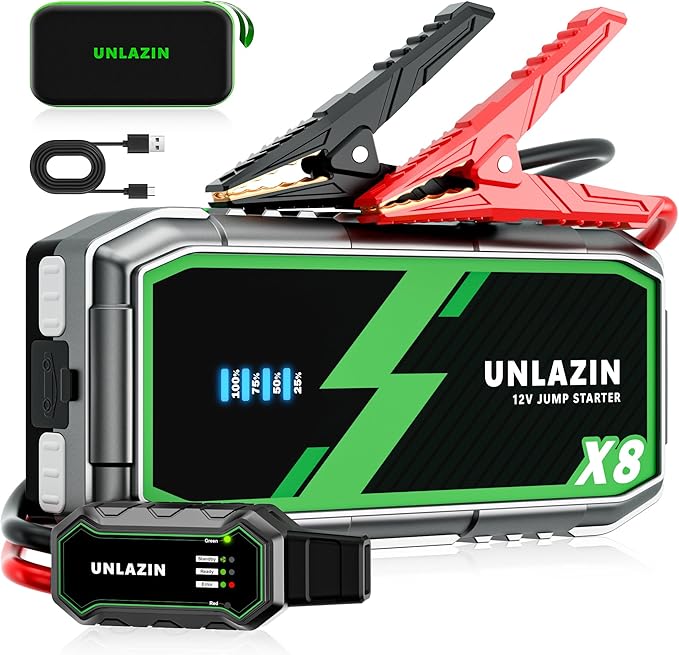 X8 Jump Starter 10000A Battery Jumper Starter Portable with Force Start, 12V Car Starter Jump Box & Battery Booster for All Gas & Diesel Engines, QC 3.0 Quick Charge, LED Light, Passenger Car
