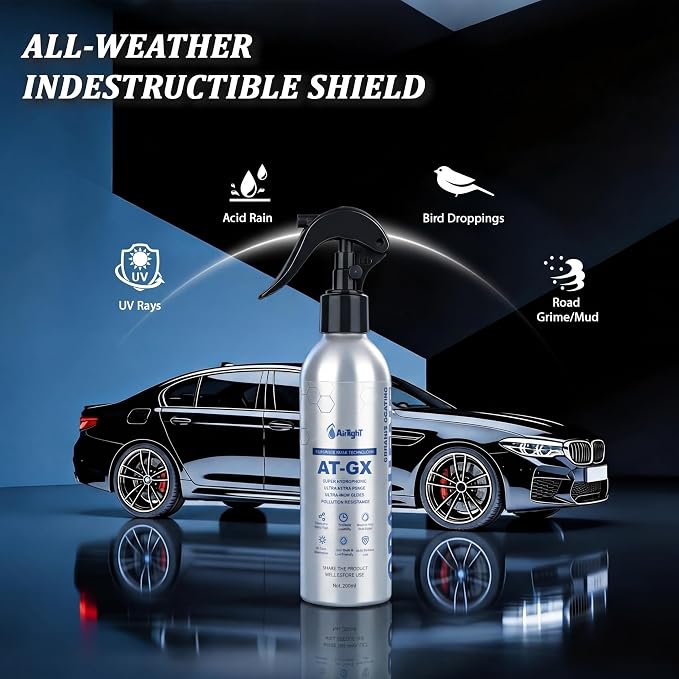 AirTighT Advanced Graphene Ceramic Coating 200ml AT-GX Nano Protectant Long-Lasting High Gloss Waterproof Professional DIY Car Paint Care Kit for Cars