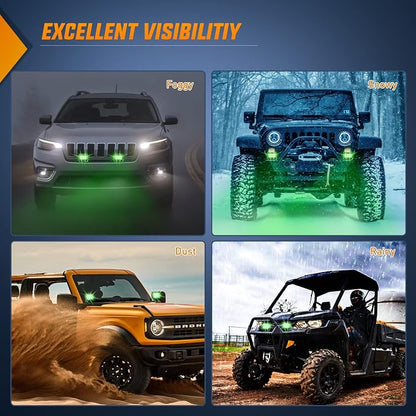 Nilight 4 inch Led Light Pod Green Spot Driving Fog Lights 2PCS 18W Off Road Fishing Hunting Emergency Safety Signal Deck Trailer Hunting Lighting for UTV Pick-up Van Boat Tractor
