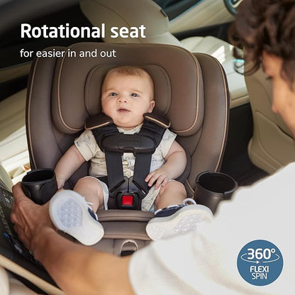 Maxi-Cosi Andi 360 Rotating All-in-One Baby Convertible Car Seat, Rear-Facing, Forward Facing Car Seat, Infant Toddler Booster, Easy Rotation, Tension System, Harness Adjust, Truffle
