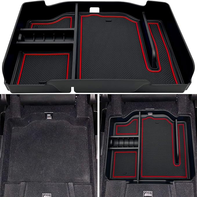 Center Console Organizer fit for Dodge RAM 1500 2500 3500 2025 2024 2023 2022 2021 2020 2019 Accessories Interior Storage Box Armrest Storage Tray (Red) NOT FIT for 40/20/40 Split Bench Seat