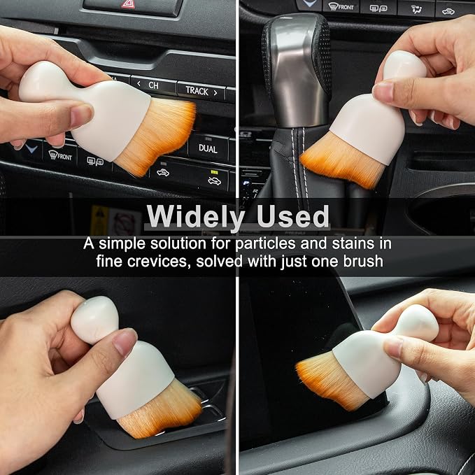 GaRhomxy Car Detailing Brushes, Car Interior Dust Sweeping Soft Brush, Soft Bristles Brush Cleaning Tool for Automotive Dashboard, Air Conditioner Vents, Computer, Scratch Free(White)