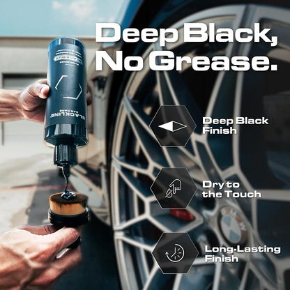 Blackline Car Care - Blackout Trim & Tire Dressing - Best Tire Shine No Sling Formula - Water Based Protection for Car Tires & Trim - Safe for Cars, Trucks, SUVs & More - 16 fl oz