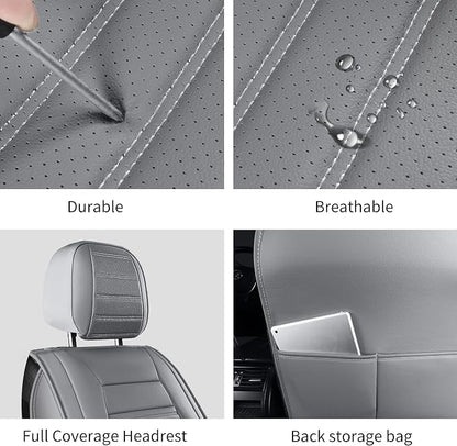 HChengkikz Car Seat Covers, Waterproof Horizontal Stripes Automotive Seat Covers, Universal Anti-Slip Car Seat Protectors for Most Cars Sedans SUV Pick-up Truck (2 PCS Front Seat, Grey)