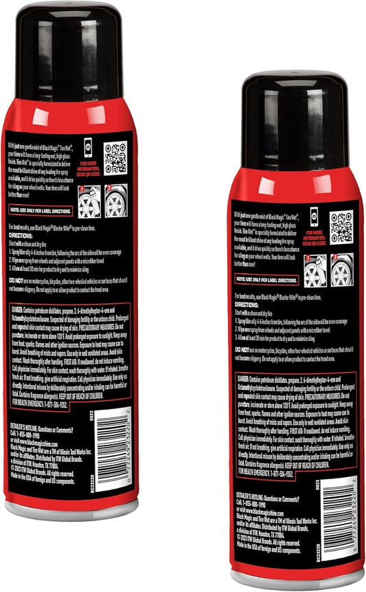 Black Magic 120270 Tire Wet Spray, Weather & Rinse-Resistant Formula that leaves Tires looking Wet, Black & Glossy in One Spray, 14.5 Fl. Oz. (Pack of 2)
