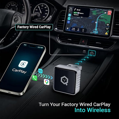 WL1 Wireless CarPlay Adapter for iPhone | For factory wired CarPlay cars; iPhone 6+ / iOS 12+; auto reconnect; includes USB-C converter