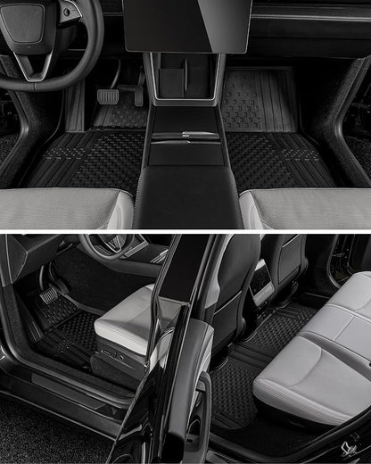 3W Tesla Model Y Juniper Floor Mats(not for Standard), Rear Cargo Liner, Custom Fit 2025 2026 Model Y Accessories, TPE All Weather Odorless Non-Slip, Black