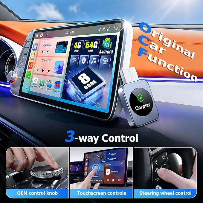 Wireless CarPlay Adapter for iPhone, 2026 Upgraded Carplay Dongle Converts Wired to Wireless, Plug & Play Auto Connect, Mini USB CarPlay Adapter, Stable No Latency Connection Compatible with iOS 10+