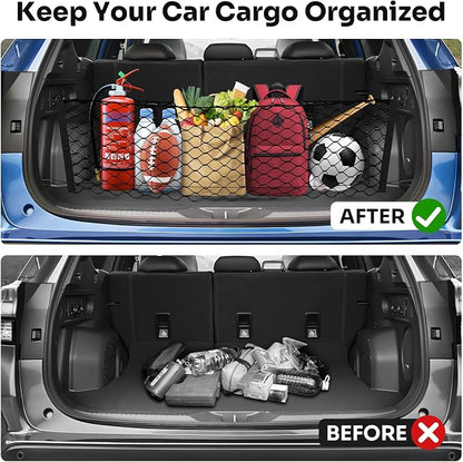 Canvcle Trunk Cargo Net for 2019-2024 Forester Accessories Envelope Style Mesh Trunk Net Organizer and Storage Stretchable Adjustable Elastic Nylon Rear Cargo Netting with Hooks