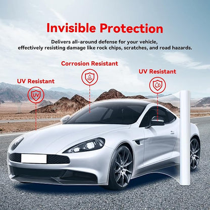 Self-Healing 8.5 Mil Clear Paint Protection Film for Cars - TPU Film Roll for Bumper, Headlamps, Hood - UV Protection, Non-Yellowing(1.6ft x 6ft)