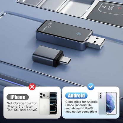 Wireless Android Auto Adapter, Plug & Play Dongle for Android11+ Phones, Wired to Wireless Conversion for Android Auto Cars, USB & Type-C Dual Port