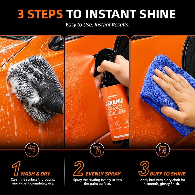 Ceramic Coating for Cars - Quick Effect Spray Coating, Extremely Hydrophobic Car Spray Coating, Easy to Use Coating for Paint Polish & Shine - 2 Pack for Car/Truck/RV/Motorcycle