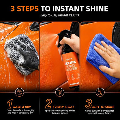 Ceramic Coating for Cars - Quick Effect Spray Coating, Extremely Hydrophobic Car Spray Coating, Easy to Use Coating for Paint Polish & Shine - 2 Pack for Car/Truck/RV/Motorcycle