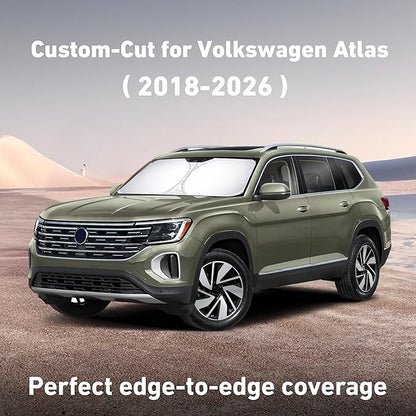 EcoNour Windshield Sunshade Compatible for Volkswagen VW Atlas 2018-2023 2024 2025 2026, Sun Visor for Front Windshield & Window Sun Shade Cover, UV Heat Blocker & Protector, Car Accessories