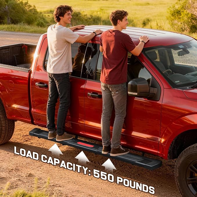 COMNOVA 6 Inch Running Boards Compatible with 2004-2014 Ford F-150 Crew Cab (4 Full-Size Doors). F150 Side Steps Nerf Bars, Heavy Duty Carbon Steel Step Bars with Non-Slip Plastic Pads.