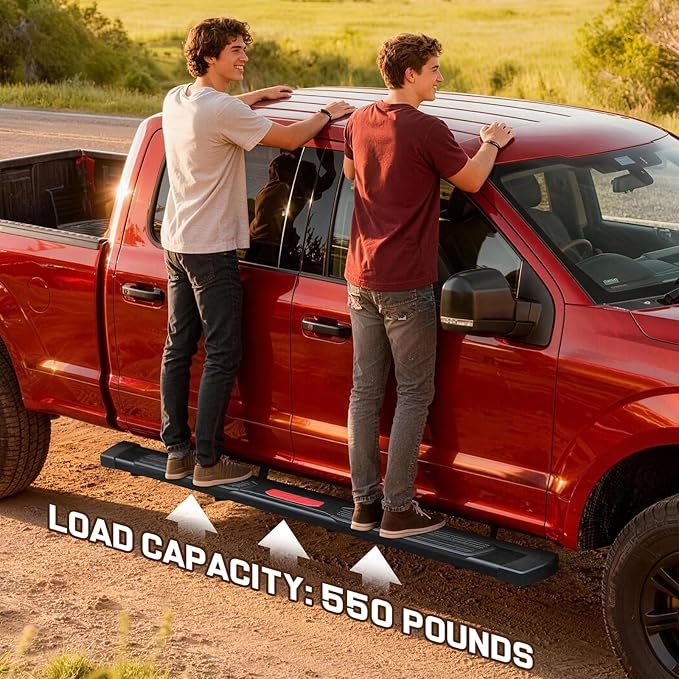 COMNOVA 6 Inch Running Boards Compatible with 2015-2026 Ford F150 Super Duty Crew Cabr Super Crew Cab. Carbon Steel Step Bars with Non-Slip Plastic Pads.