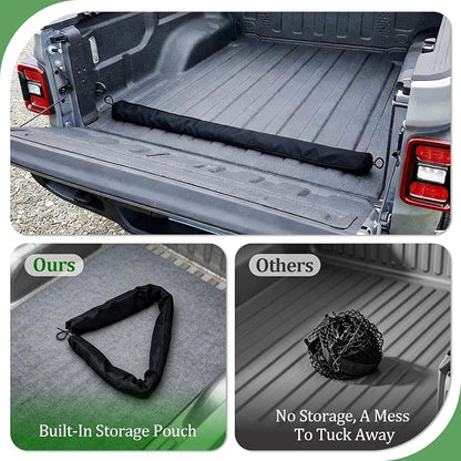 3-Layer Cargo Net for Chevrolet Silverado, GMC Sierra 1500/2500HD/3500HD 2019-2026, Zipper Bag Truck Bed Net for Groceries, Heavy Duty Oxford Cargo Organizer Storage Nets with Carabiners