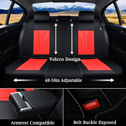 FLORICH Leather Seat Covers, Seat Covers Full Set, Car Seat Protectors 5 Seats,Automotive Seat Covers Fit for Most Cars Trucks-Black&Red