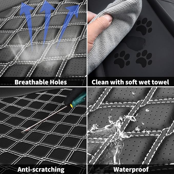 Huidasource Rear Bench Seat Covers Fit for Ford F150, Automotive Car Seat Cushion Cover Fit for 2015-2025 F150 SuperCrew&2017-2025 F250 F350 F450 Super Duty Crew Cab Pickup(Back Row/Black&White)