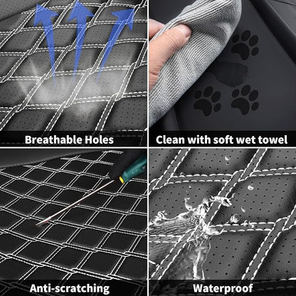 Huidasource Rear Bench Seat Covers Fit for Ford F150, Automotive Car Seat Cushion Cover Fit for 2015-2025 F150 SuperCrew&2017-2025 F250 F350 F450 Super Duty Crew Cab Pickup(Back Row/Black&White)