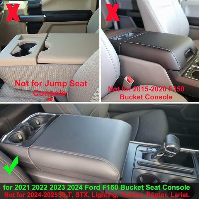 Zxiaochun Center Console Organizer Compatible with 2021 2022 2023 2024 Ford F150 Interior Accessories, Armrest Box Insert Storage Tray (Full Console w/Bucket Seats ONLY) Black Trim