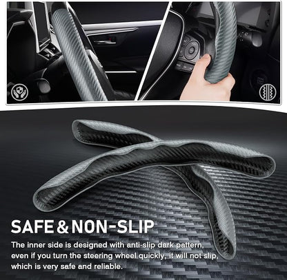 Cartist Steering Wheel Cover, Carbon Fiber Steering Wheel Cover for Men/Women, Anti-Slip, Comfortable Grip, Durable, Universal for 99% Car Interior Accessories (Dark Gray)
