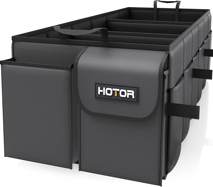 HOTOR Trunk Organizer for Car - Car Organizer, Foldable Trunk organizer for SUVs & Sedans, Sturdy Organization for Car Accessories, Tools, Sundries, Black, 3 Compartments, 35.4"×14.2"×10.6"