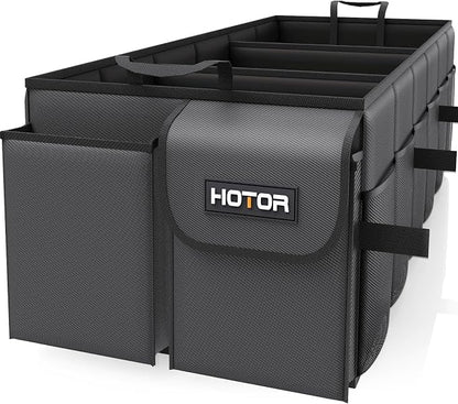 HOTOR Trunk Organizer for Car - Car Organizer, Foldable Trunk organizer for SUVs & Sedans, Sturdy Organization for Car Accessories, Tools, Sundries, Black, 3 Compartments, 35.4"×14.2"×10.6"