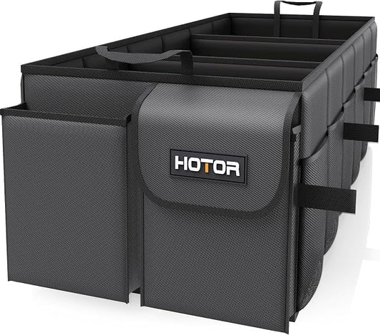 HOTOR Trunk Organizer for Car - Car Organizer, Foldable Trunk organizer for SUVs & Sedans, Sturdy Organization for Car Accessories, Tools, Sundries, Black, 3 Compartments, 35.4"×14.2"×10.6"