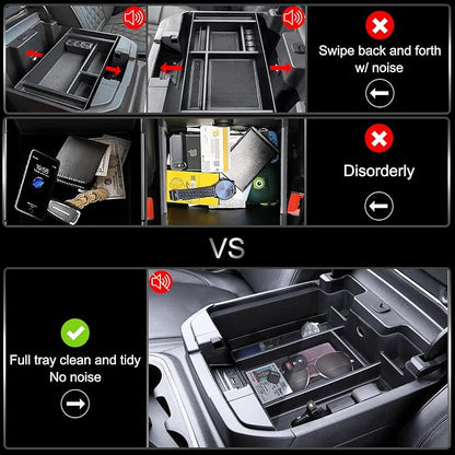Center Console Organizer Compatible with 2019-2022 GMC Sierra/Chevy Silverado 1500 and 2020 2021-2023 Sierra/Silverado 2500HD/3500HD Accessories, Armrest Tray (Full Console w/Bucket Seats ONLY)