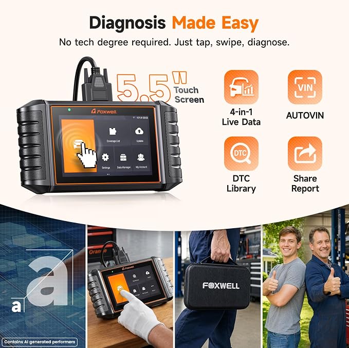 2026 FOXWELL NT716 Bidirectional OBD2 Scanner, 4-System Diagnostic Tool for ABS, SRS, Transmission & Engine, 9 Reset, ABS Bleeding, AutoVIN, Live Data, Upgraded from NT6X4, Lifetime Free Updates,Black