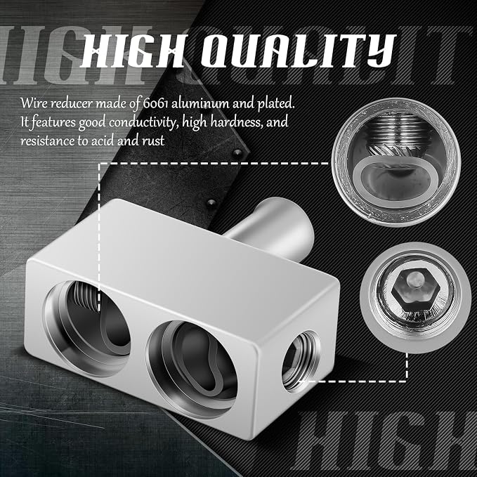 2 Pcs Car Audio Dual 1/0 Gauge to 1/0 Gauge Amp Input Reducers 1 Pair Car Audio Amp Input Wire Reducer for Easy Installation