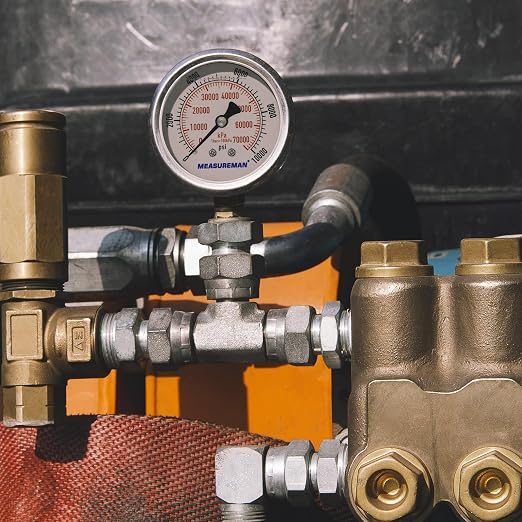 MEASUREMAN 2-1/2" Dial Size, Glycerin Filled Pressure Gauge, 0-10000psi/kpa, 304 Stainless Steel Case, 1/4" NPT Lower Mount