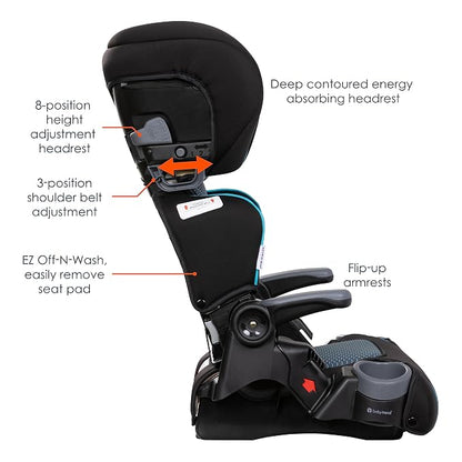 Baby Trend Protect 2-in-1 Folding Booster Car Seat, Aqua Tech – Fold-Flat Travel-Ready Design, Lightweight Build, Belt-Positioning Comfort