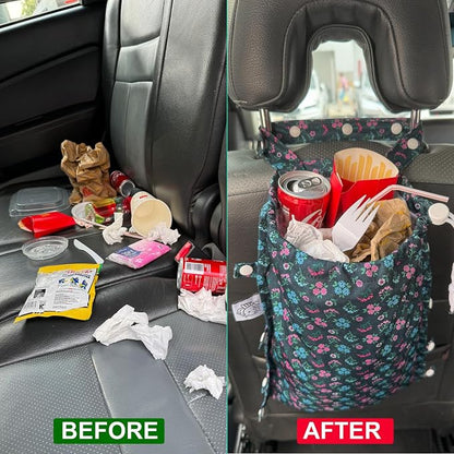 Leak-Proof Waterproof Car Trash Bag Foldable Multipurpose Trash bin Container Storage Cute Grocery Organizer Bag for Automotive Front or Back Seat in Cars SUVs and Trucks