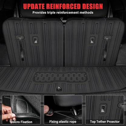 Floor Mats for 2021-2026 Kia Sorento 6&7 Seats Hybrid Trunk Mat with Backrest Mat All Weather TPE Rubber Cargo Liner Back Seat Cover 3rd Row for 2026 Kia Sorento Accessories